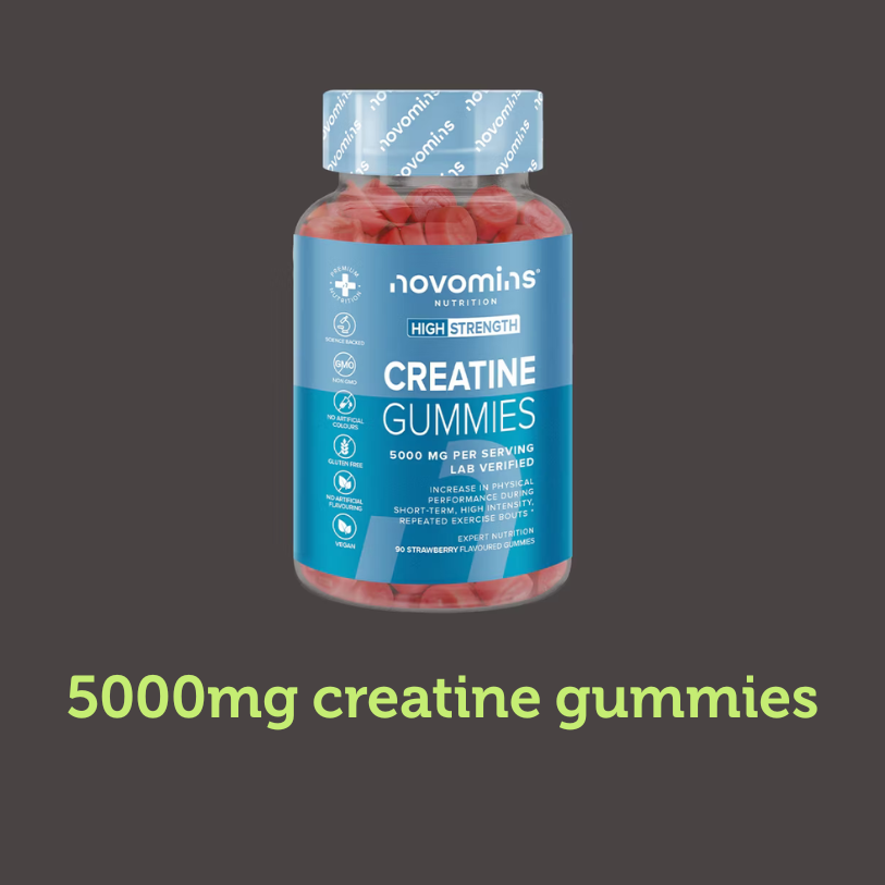 Creatine gummies on a grey background