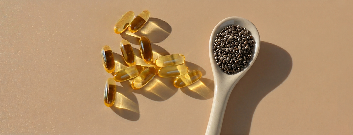 Omega-3 on beige background