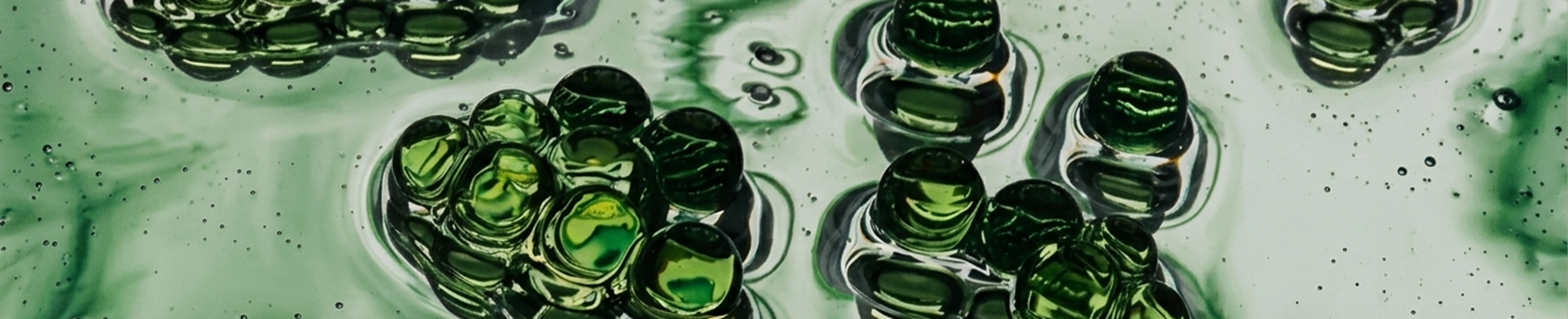 Macro shot of particles, green tint