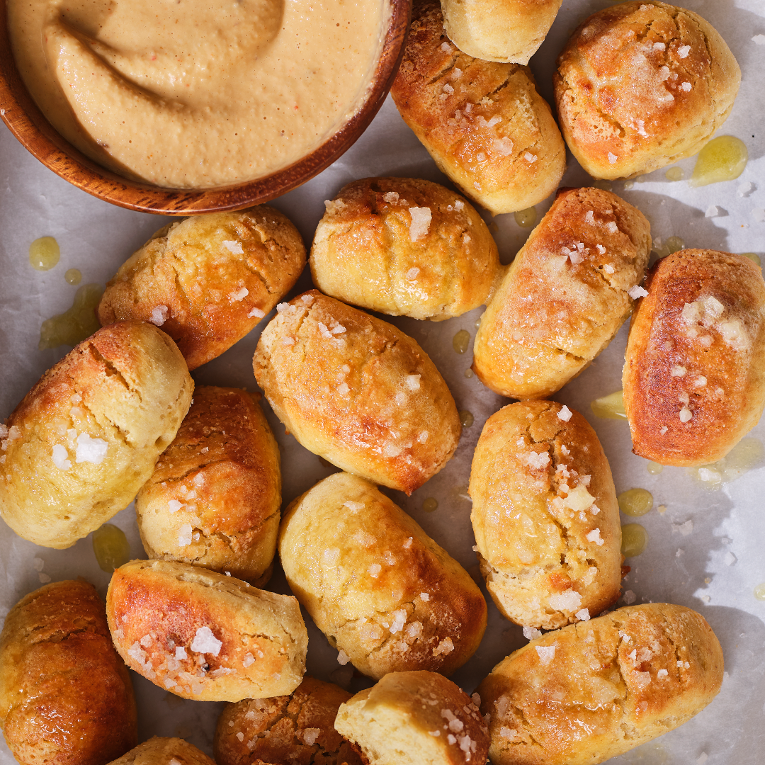 portion of pretzels on a baking tray