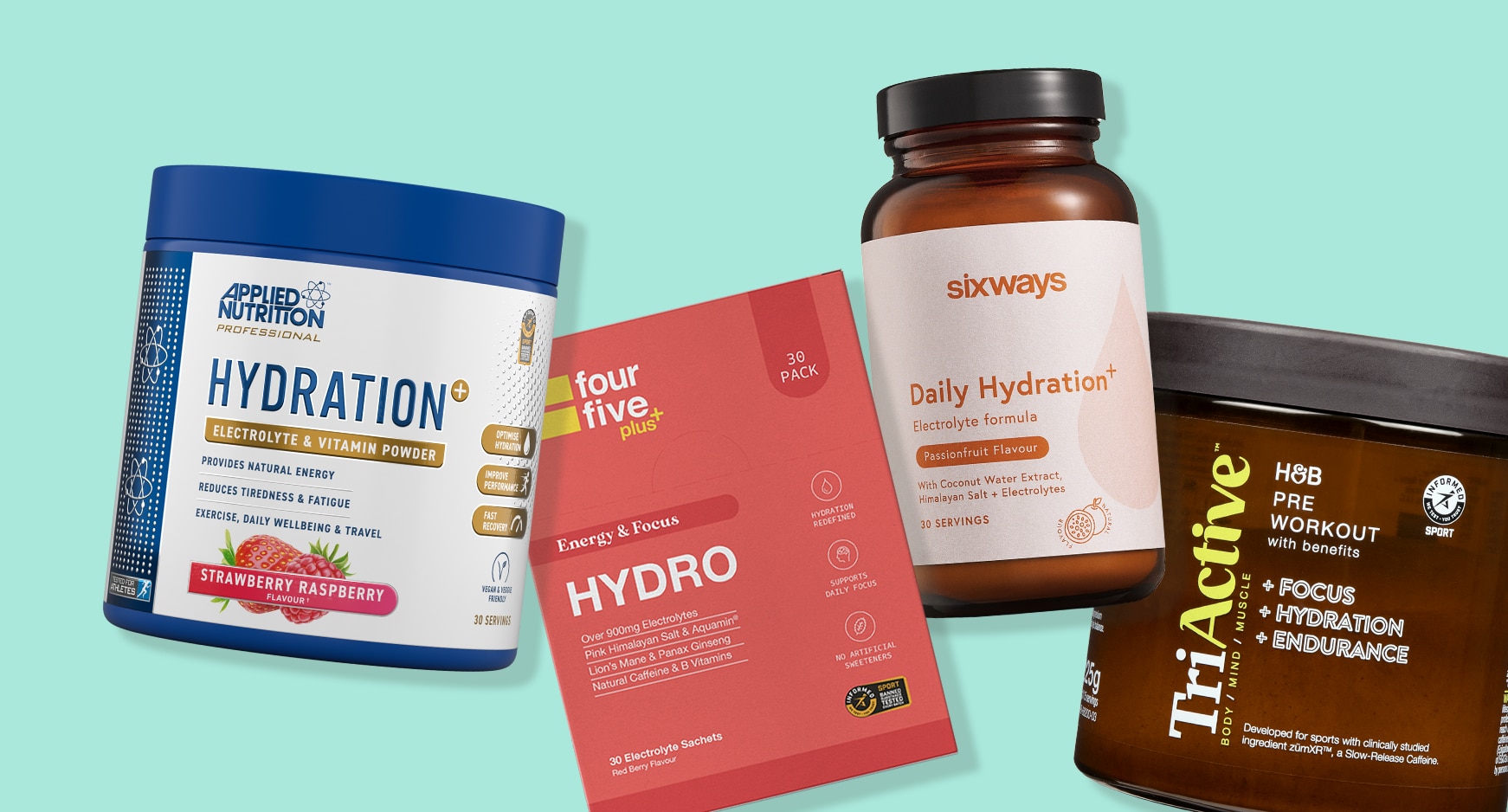 Selection of H&B products on a pastel colour background