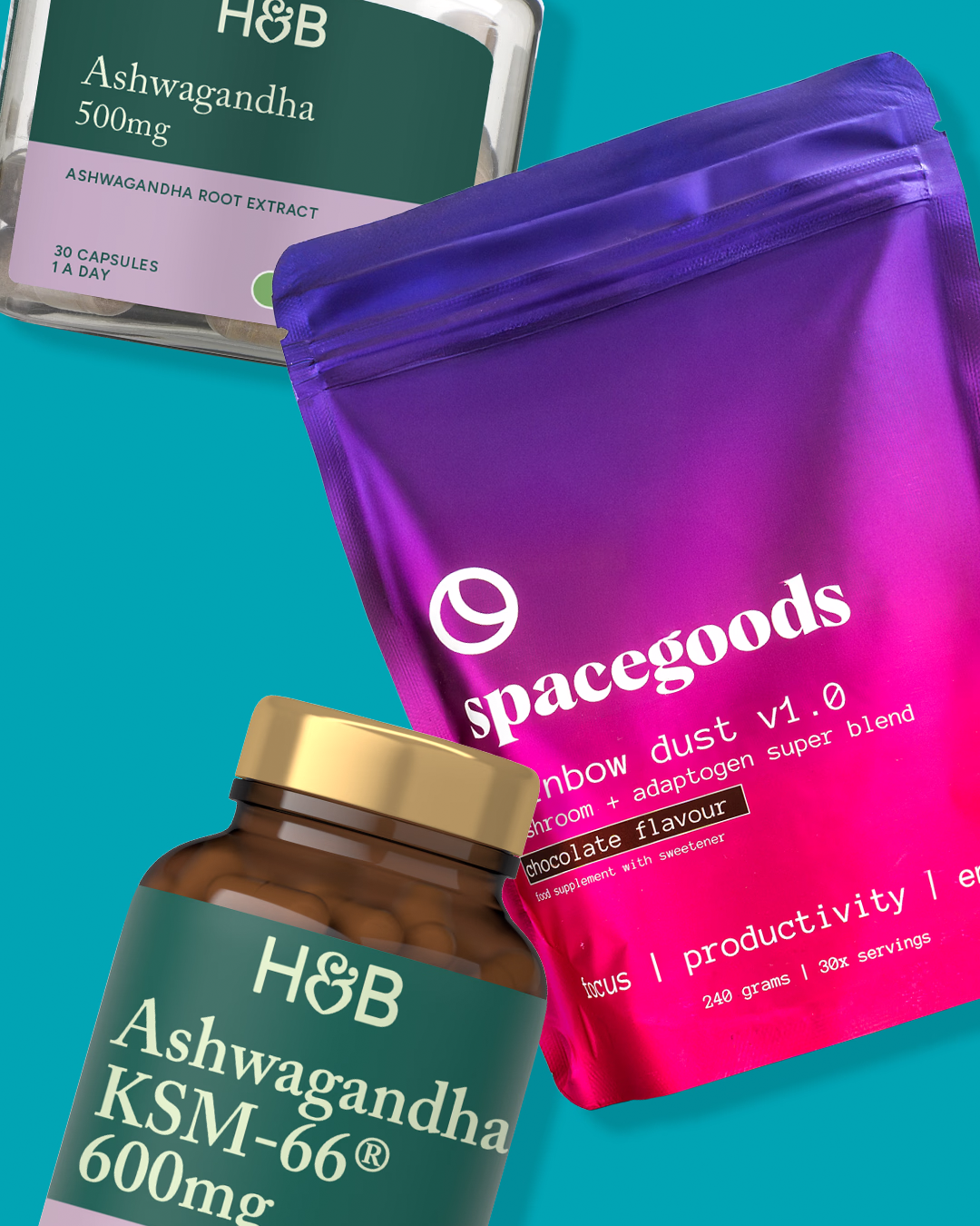 Selection of sleep products on blue background