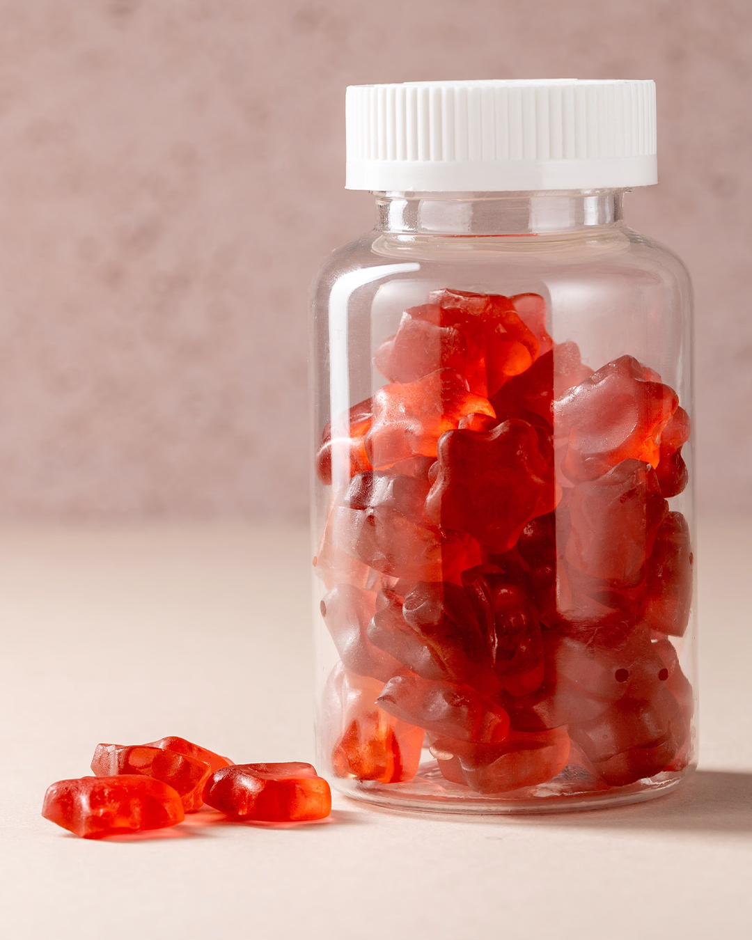 Sleep gummies in a clear jar