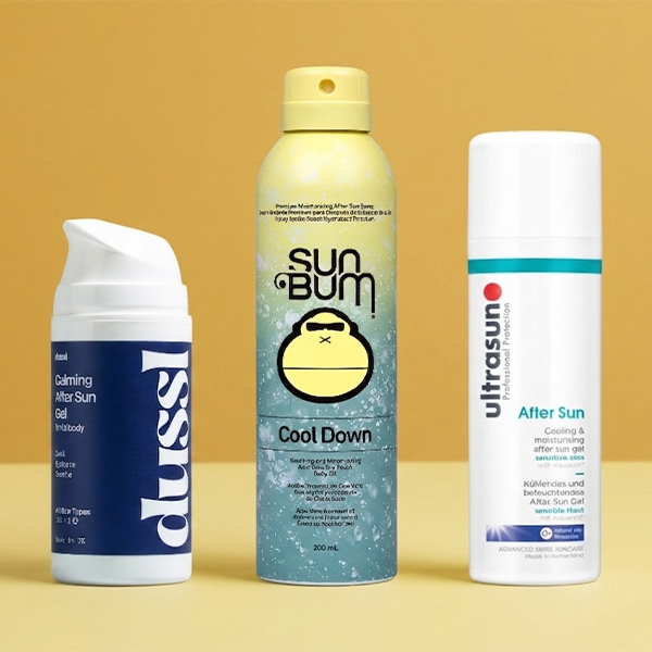 Selection of SPF products on a yellow background
