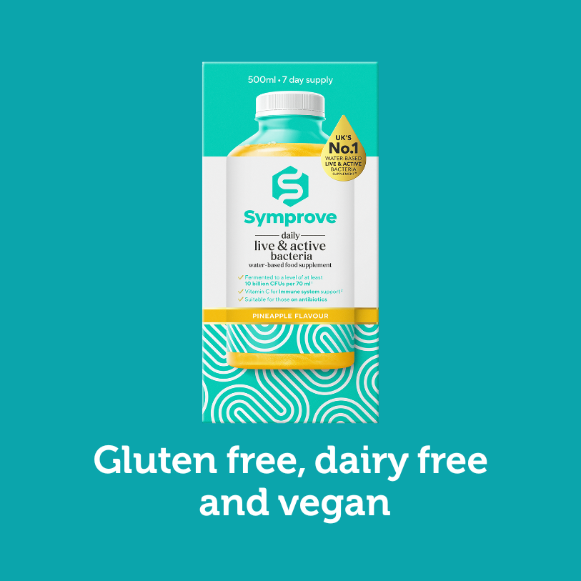 Gut health product on a blue background