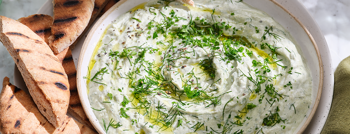 Green dip in a white bowl
