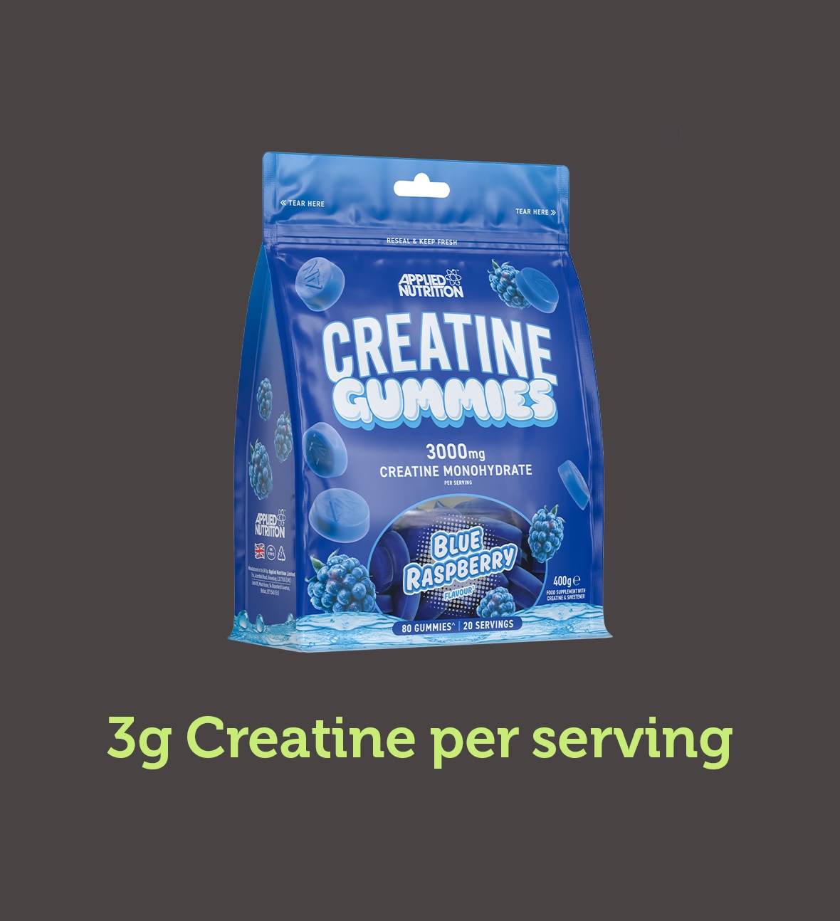 grey background and yellow/green text to highlight products in sports nutrition range
