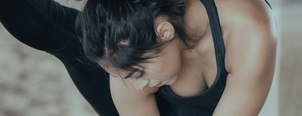 Female close up stretching