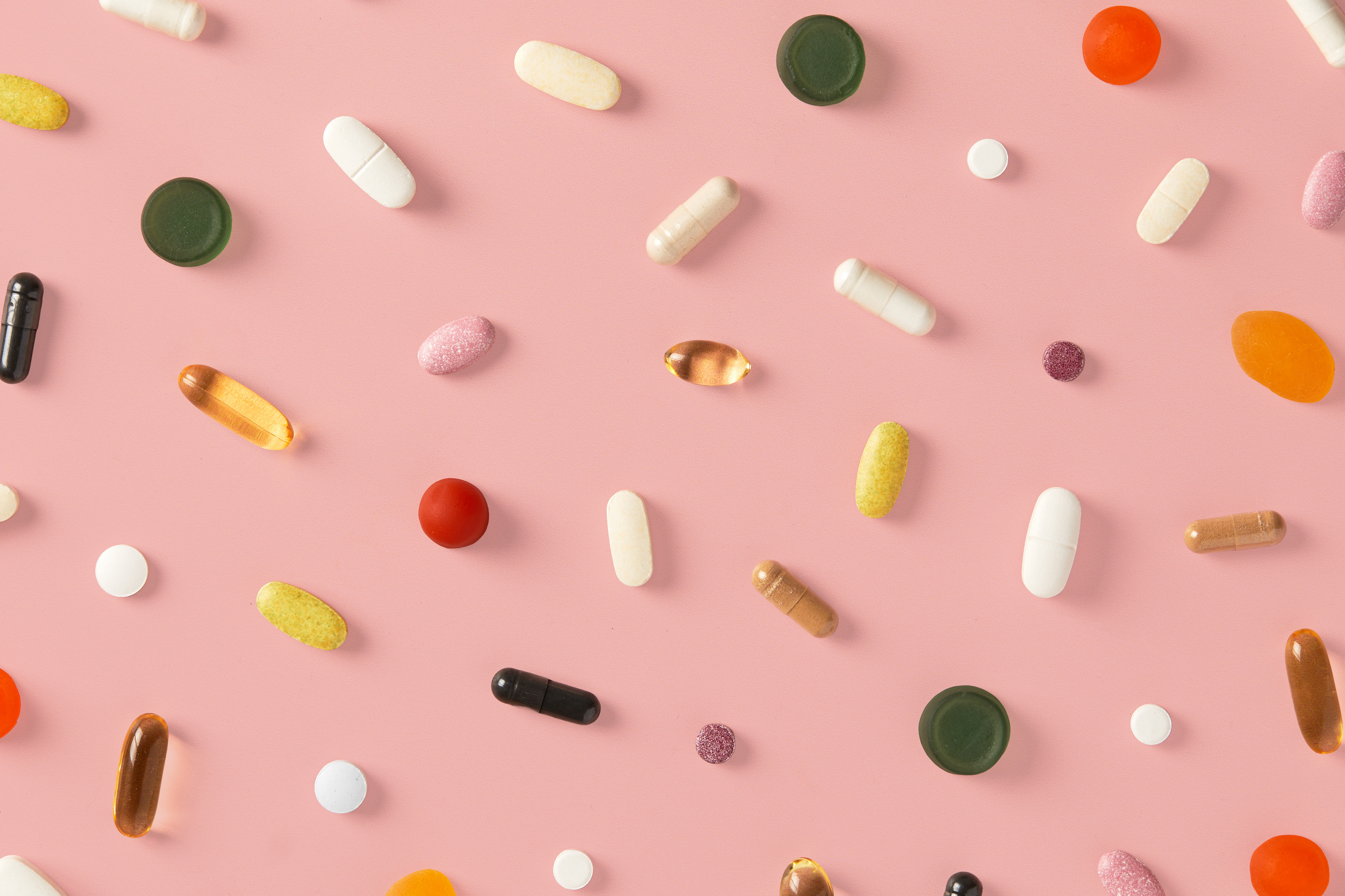 Mix of formats against a pink background