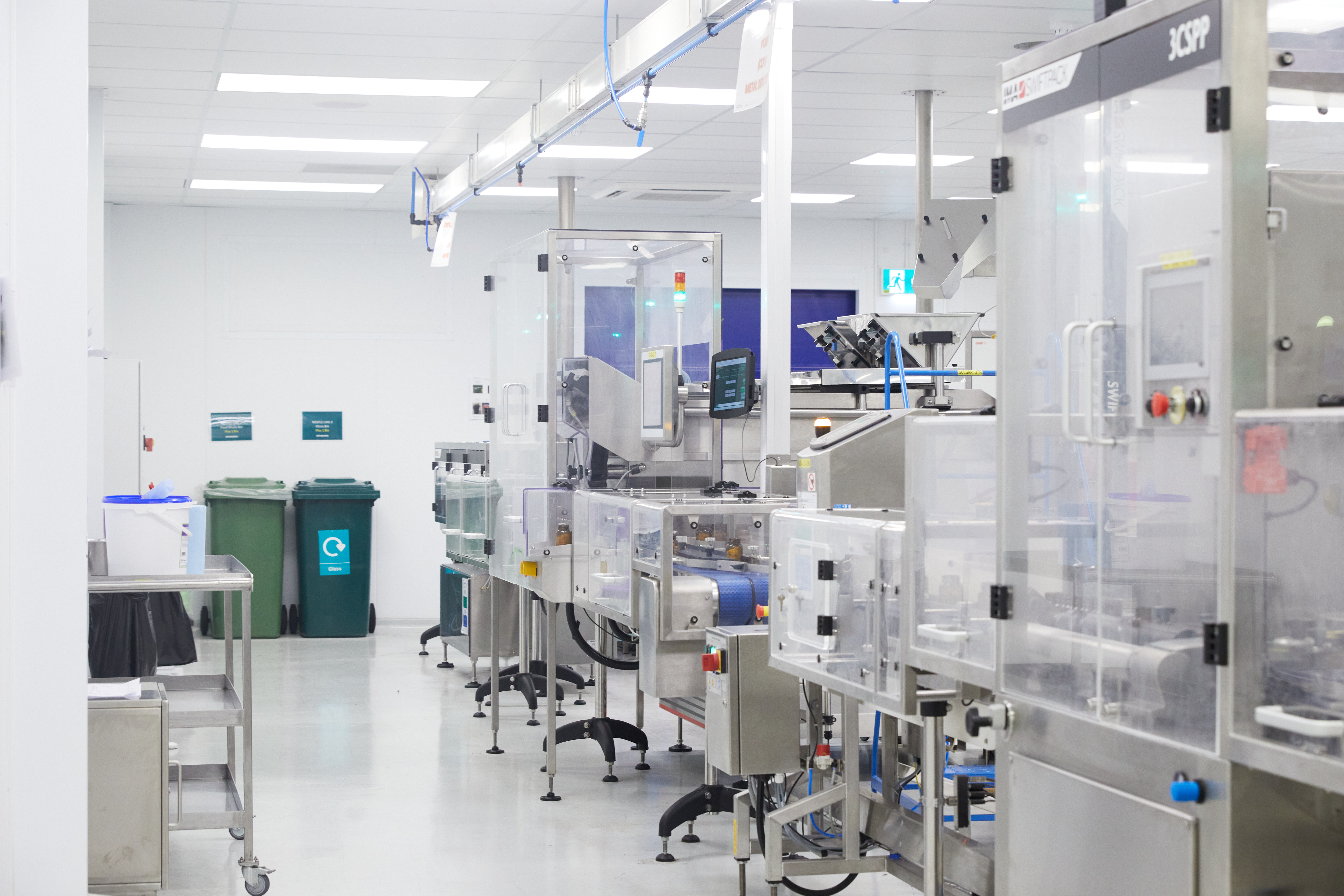 Production room with view of recycling bins