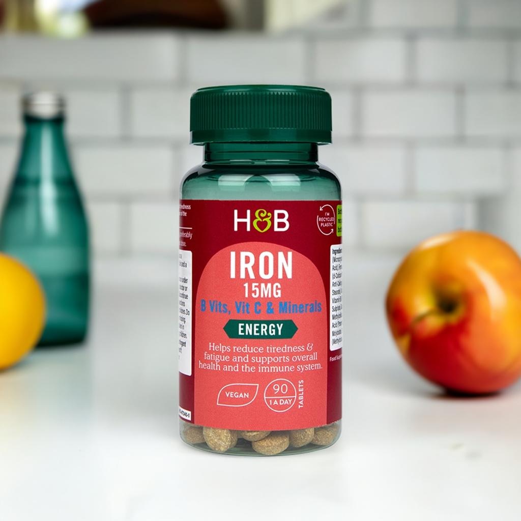 Holland & Barrett Iron + B Vits, Vit C & Minerals 15mg 90 Tablets image 1