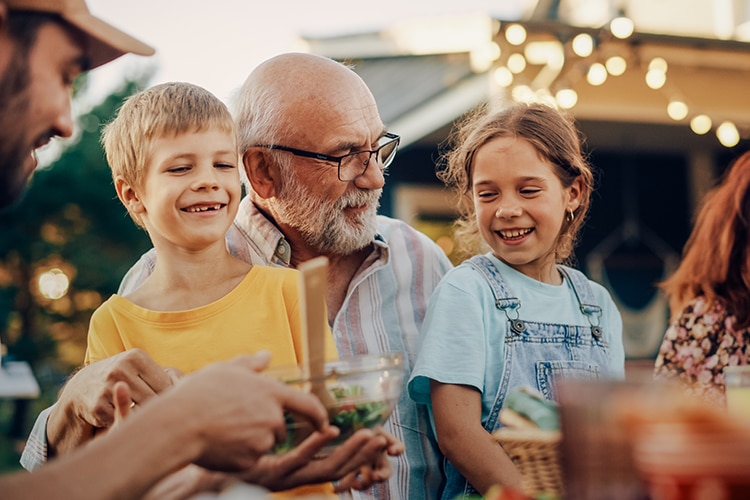 children with their grandad