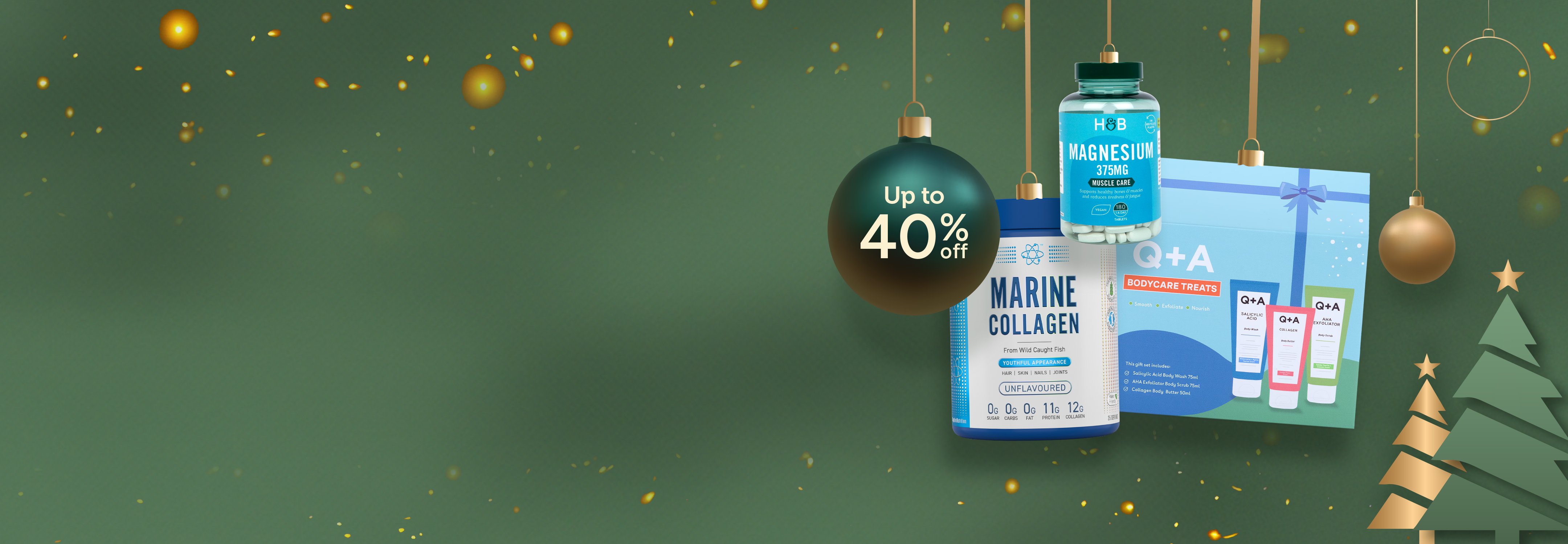 Up to 40% off. Holland & Barrett Magnesium 375mg. Q+A Bodycare Treats. Marine Collagen.