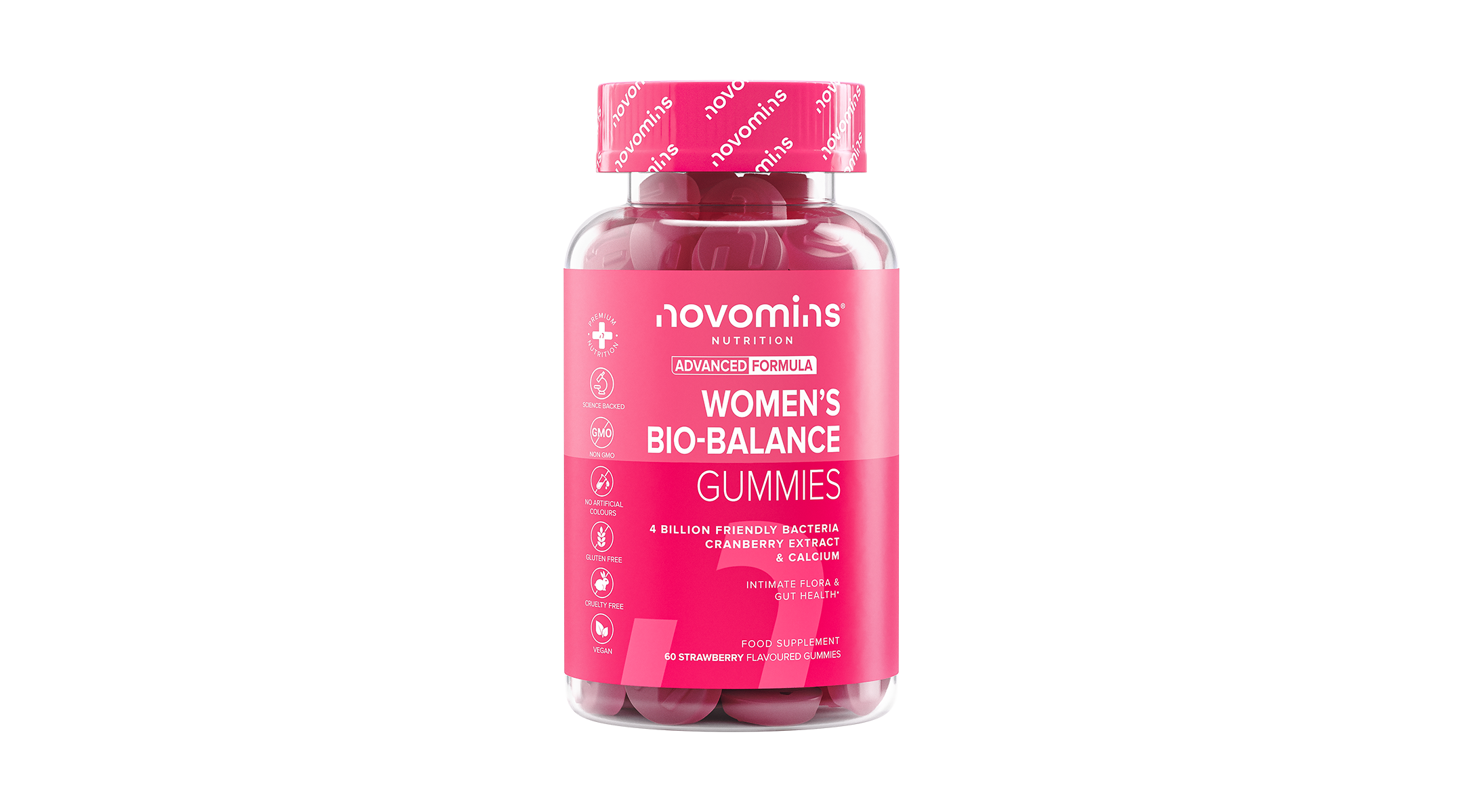 Novomins Women's Bio-Balance Strawberry Flavoured 60 Gummies