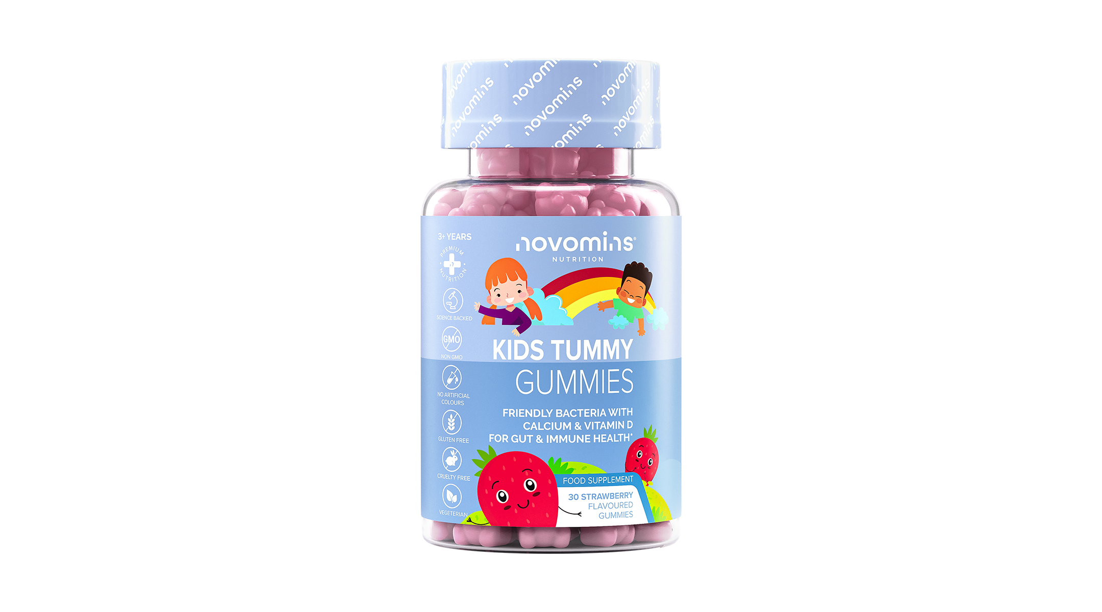 Novomins Kids Tummy Strawberry Flavoured 30 Gummies