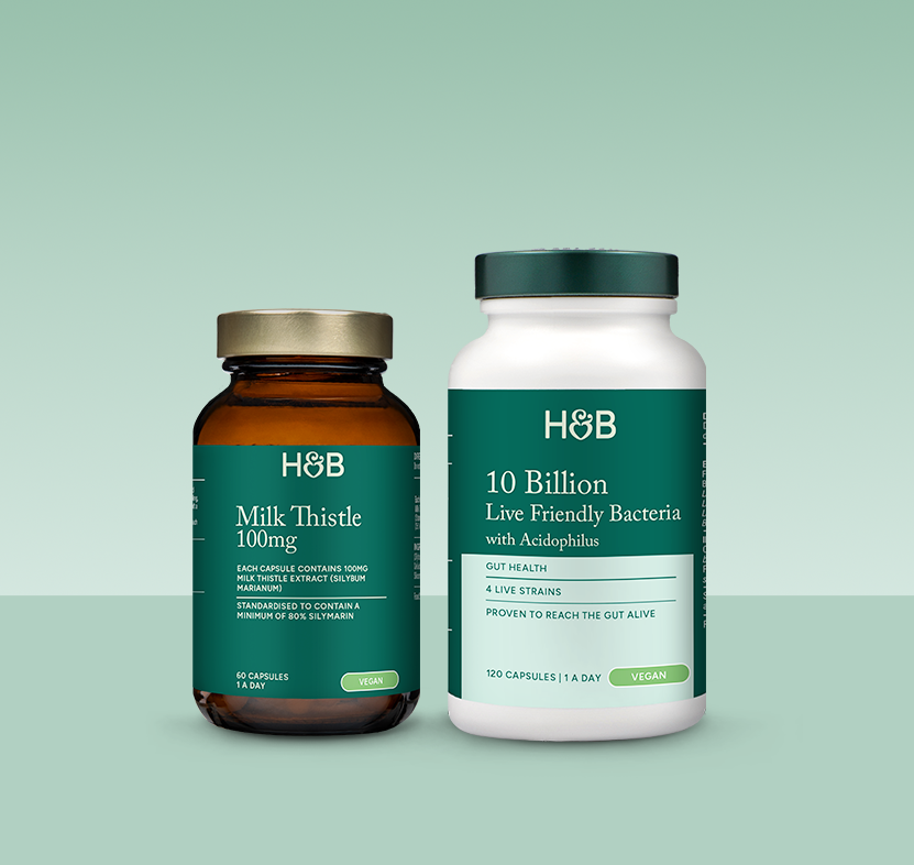 Holland & Barrett Milk Thistle 100mg 60 Capsules, Holland & Barrett Live Friendly Bacteria with Acidophilus 10 Billion 120 Fill Capsules