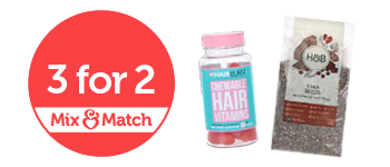 3 for 2 mix & match hairburst chewable hair vitamins h&B chia seeds